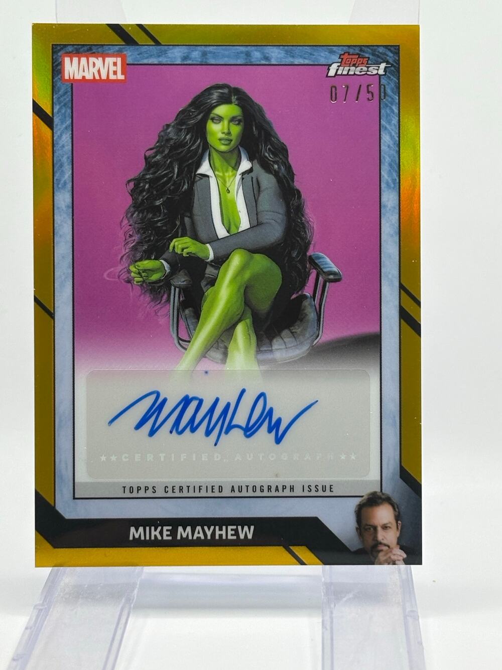 2026 Topps Finest Fantastic Four Mike Mayhew She-Hulk Artist Gold Auto 7/50 SP